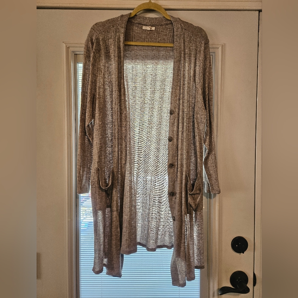Womens size 2 Maurice's grey button down cardigan with pockets